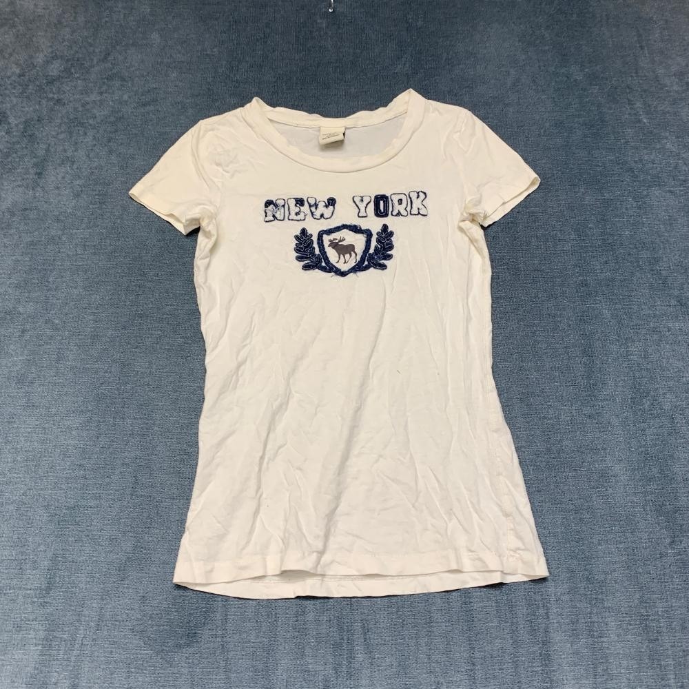 Abercrombie & Fitch T-Shirt Womens Medium White Cotton New York Round Neck